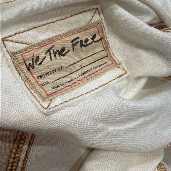 NEW FREE PEOPLE Ivory Mountain Roads Denim Button-Up ivory combo Shirt jacket L - Picture 5 of 9